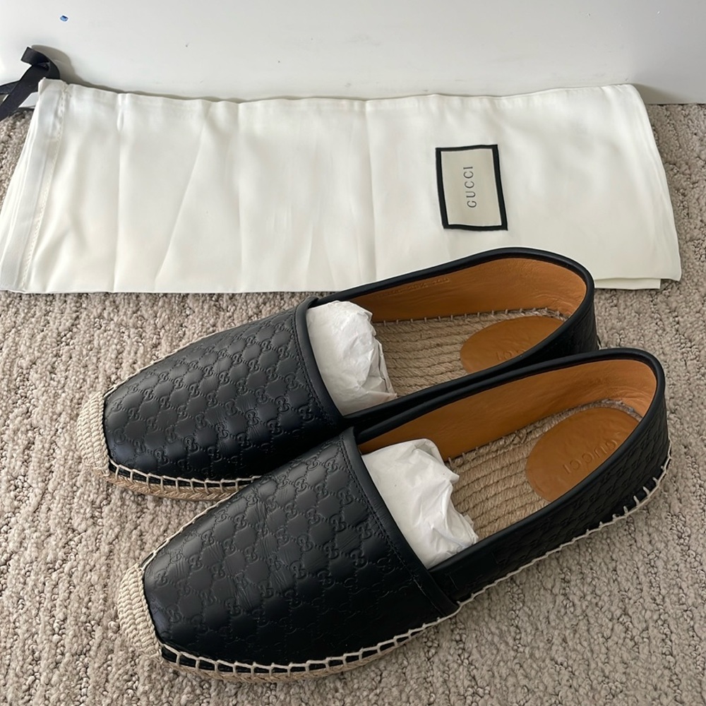 Gucci Microguccissima Leather Espadrille Black